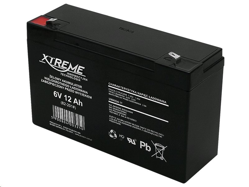 Baterie olověná 6V / 12Ah XTREME / Enerwell bezúdržbový gelový akumulátor