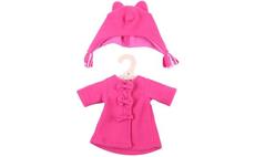 Bigjigs Toys Růžový kabátek s čepičkou pro panenku 38 cm 