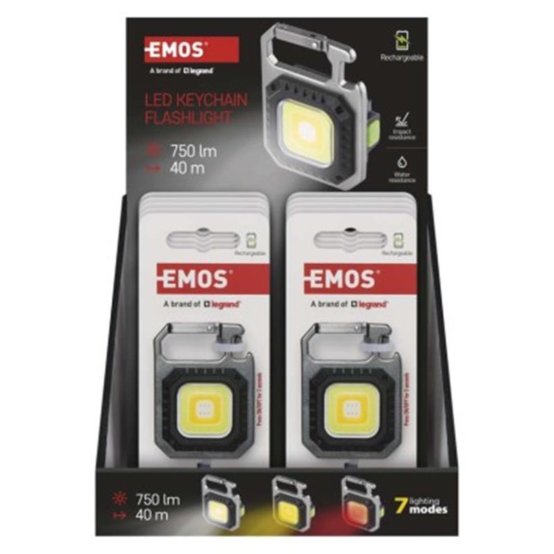 EMOS P4714 Nabíjecí mini LED svítilna – přívěšek, 750 lm, 500mAh, dosvit 40m