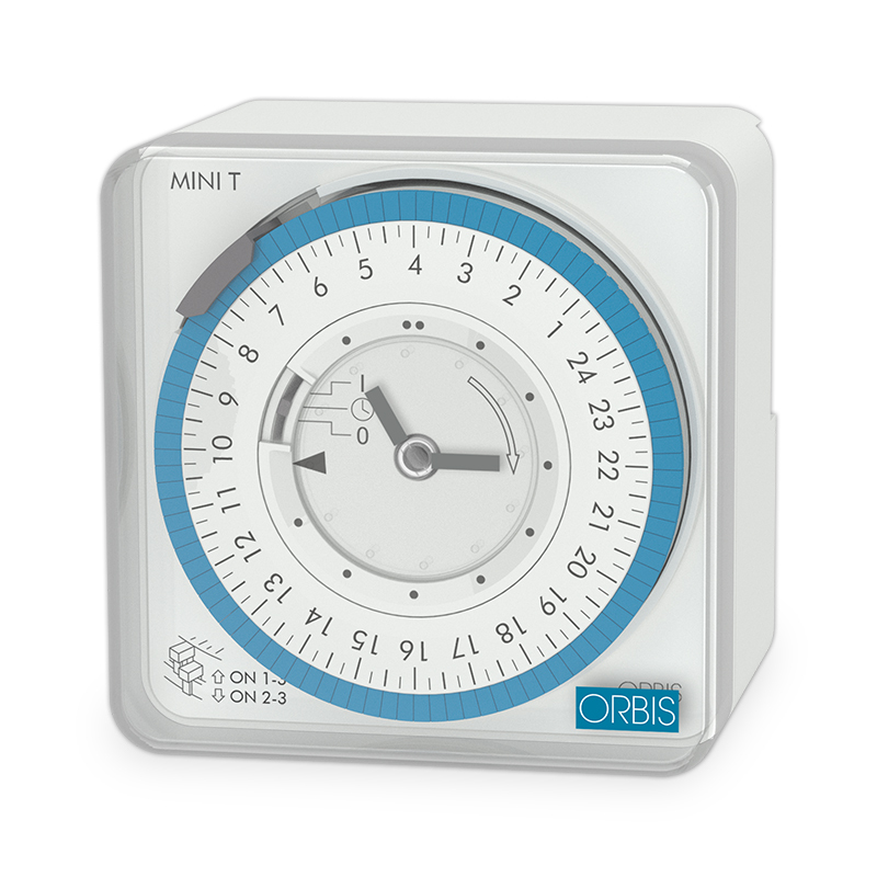 Hodiny spínací ORBIS MINI T QRD, analog., denní, 72x72mm, se zálohou, bílé, na PANEL/lištu Hodiny spínací ORBIS MINI T QRD, analog., denní, 72x72mm, se zálohou, bílé, na PANEL/lištu