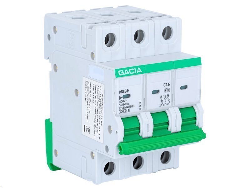 Jistič GACIA N8BH 400V/63A/C/10kA/1P na DIN lištu Jistič GACIA N8BH 400V/63A/C/10kA/1P na DIN lištu