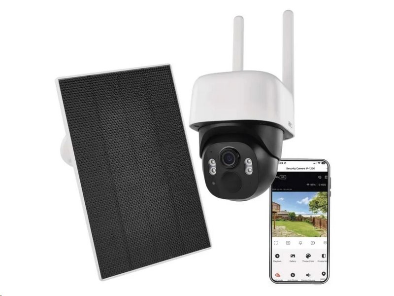Kamera EMOS IP-1200 WASP /H4067/ GoSmart venkovní bateriová otočná s Wi-Fi a solárním panelem Kamera EMOS IP-1200 WASP /H4067/ GoSmart venkovní bateriová otočná s Wi-Fi a solárním panelem