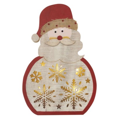 LED dekorace dřevěná – Santa, 30 cm, 2x AAA, vnitřní, teplá bílá, časovač LED dekorace dřevěná – Santa, 30 cm, 2x AAA, vnitřní, teplá bílá, časovač