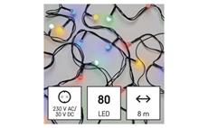 LED vánoční cherry řetěz – kuličky, 8 m, venkovní i vnitřní, multicolor, programy