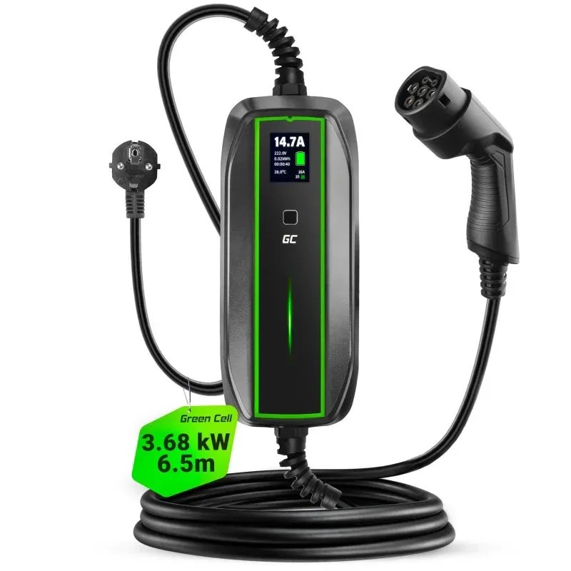Přenosná nabíječka Green Cell EV16 PowerCable 6.5m /16A, 230V, Type 2, 3.6kW/ Přenosná nabíječka Green Cell EV16 PowerCable 6.5m /16A, 230V, Type 2, 3.6kW/