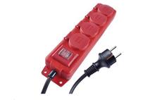 Prodlužovací kabel EMOS P14151 / 5 m / 4 zásuvky / s vypínačem / černo-červený / guma-neopren / 1,5 mm2