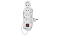 Prodlužovací kabel EMOS P1415R / 5 m / 4 zásuvky / s vypínačem / bílý / PVC / 1,5 mm2