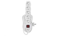 Prodlužovací kabel EMOS P1510 / 10 m / 5 zásuvek / s vypínačem / bílý / PVC / 1 mm2