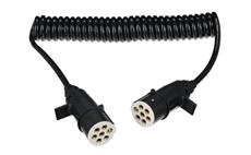 Propojovací spirálový kabel 7pin typ S TRAILER CABLE 10, plastová zástrčka, 24V, 3,5m SIXTOL