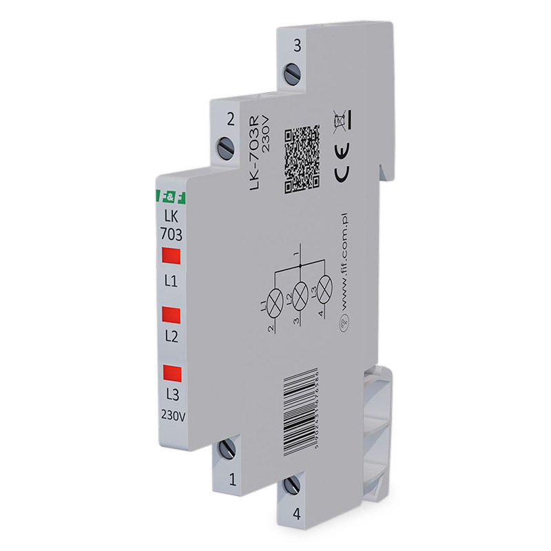 Signalizace třífázová F&F LK-703R/230V na DIN lištu Signalizace třífázová F&F LK-703R/230V na DIN lištu