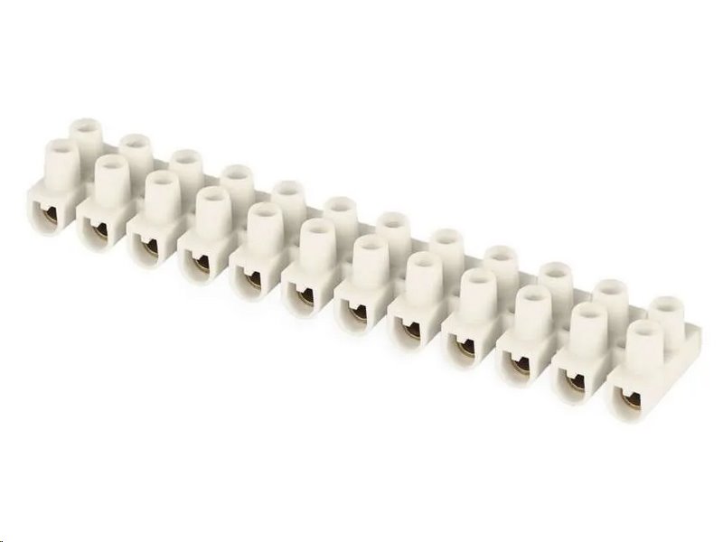 Šroubová svorkovnice 12× 2,5–4 mm2, 450 V, bílá, EMOS A4101 Šroubová svorkovnice 12× 2,5–4 mm2, 450 V, bílá, EMOS A4101