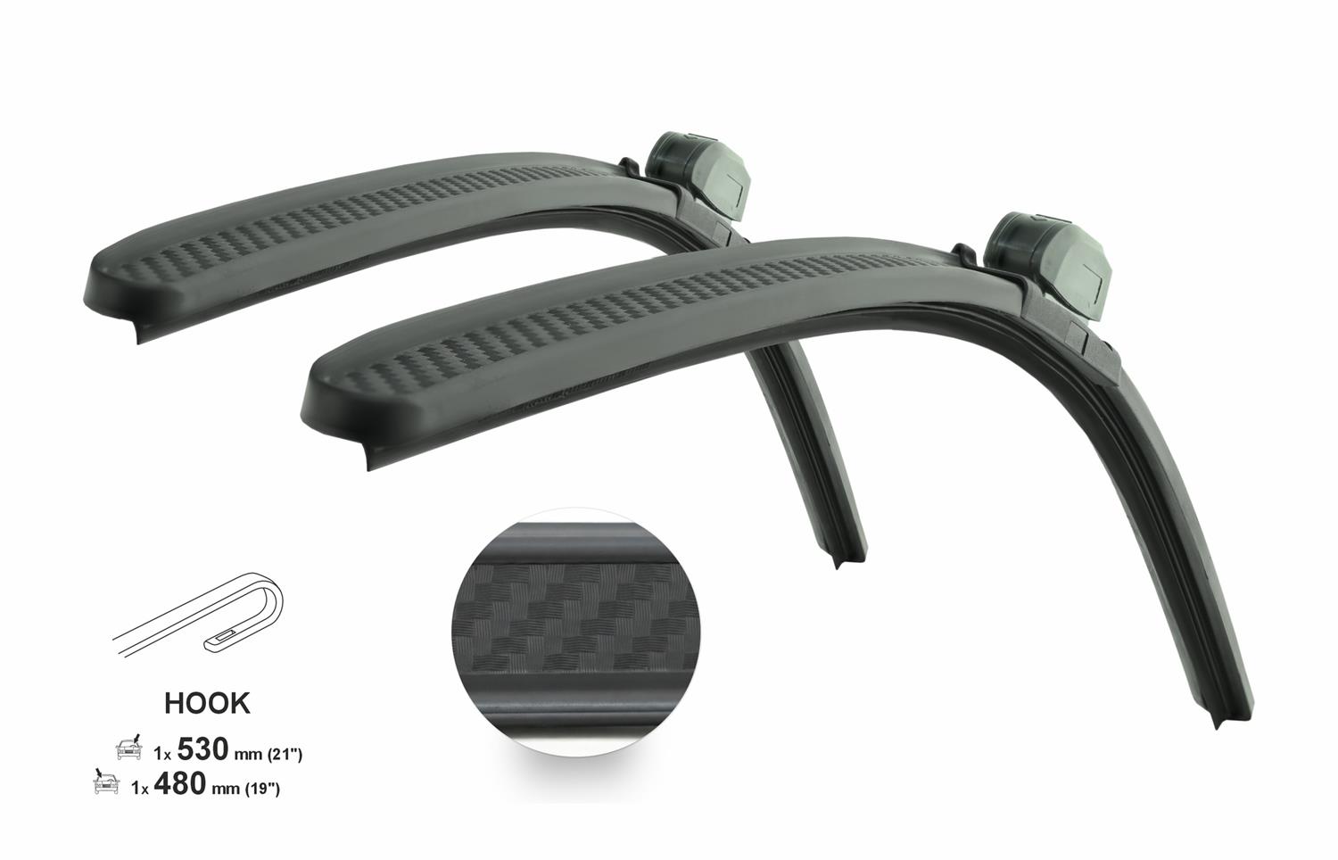 Stěrače CARBON FLAT SET 530+480mm OCT I/FAB I Stěrače CARBON FLAT SET 530+480mm OCT I/FAB I