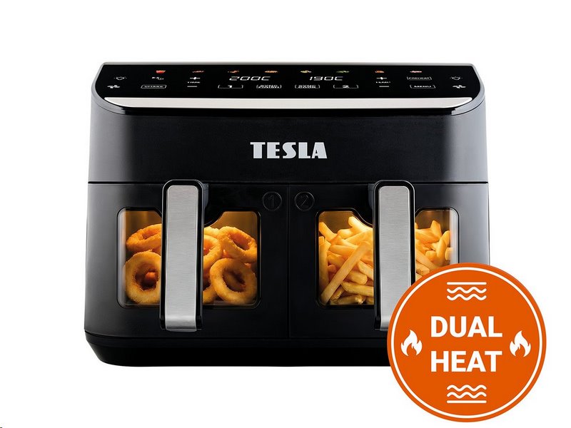 TESLA AirCook DualHeat QD464 XXL - multifunkční duální digitální horkovzdušná fritéza TESLA AirCook DualHeat QD464 XXL - multifunkční duální digitální horkovzdušná fritéza