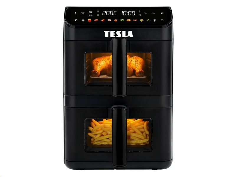 TESLA AirCook DualZone Q670 XXL - multifunkční duální digitální horkovzdušná fritéza TESLA AirCook DualZone Q670 XXL - multifunkční duální digitální horkovzdušná fritéza