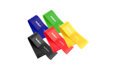 TPE sada cvičebních pásů - Mini Band L, 2,3-18,2 kg, 5 pásů, barevná, REBEL ACTIVE