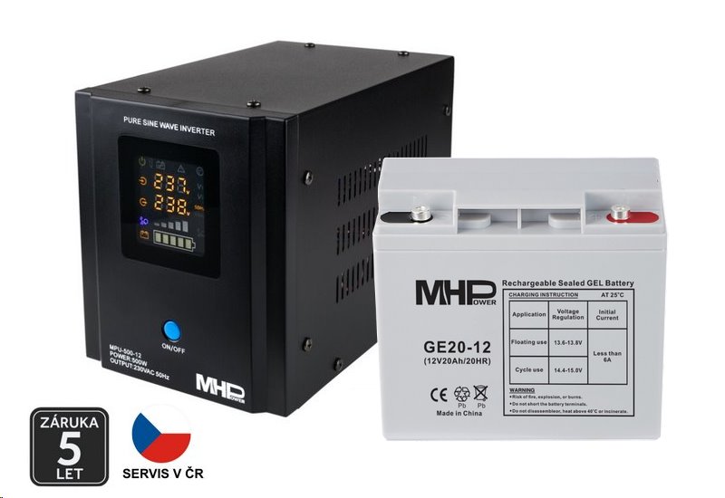 Záložní zdroj MHPower MPU-500-12 UPS 500W 12V čistý sinus + baterie Záložní zdroj MHPower MPU-500-12 UPS 500W 12V čistý sinus + baterie
